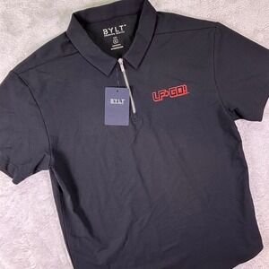 NWT BYLT Premium Basics‎ Lux Men's Zip Polo Size XL Black LF*GO! Short Sleeve